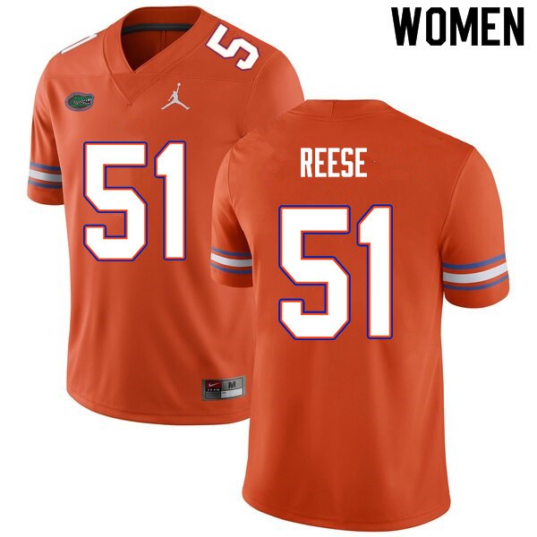 Women #51 Stewart Reese Florida Gators College Football Jersey Orange